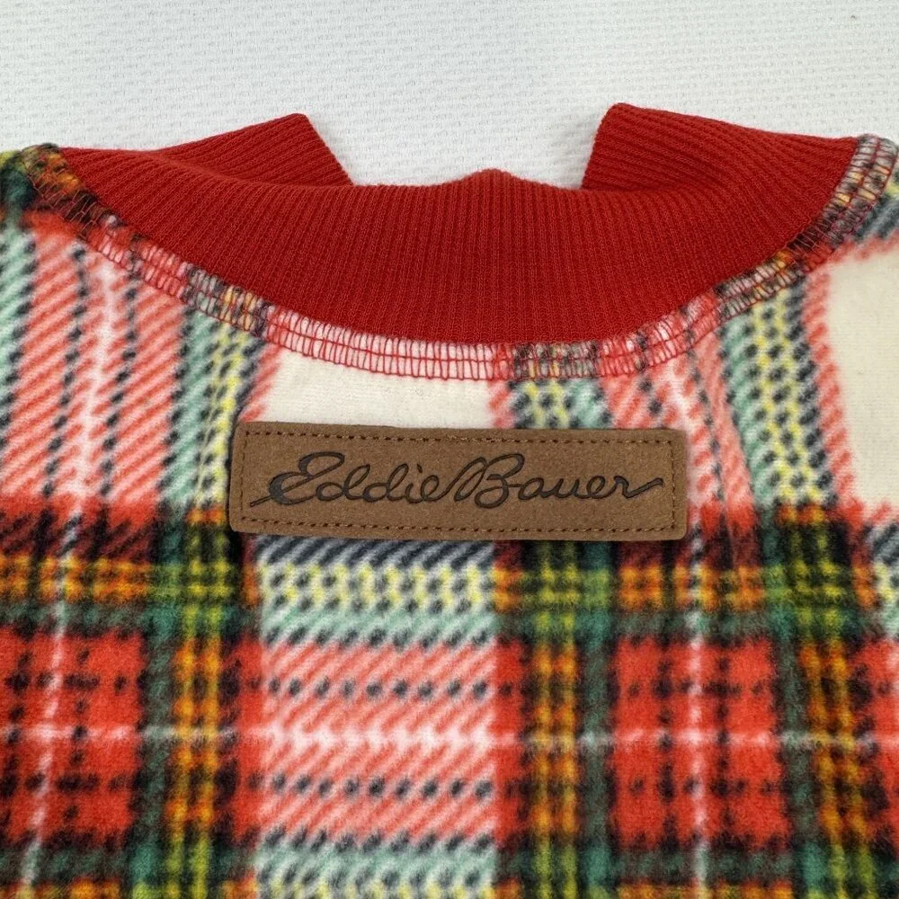 Eddie Bauer Red Plaid Pet Bodysuit Size Small Flannel Family Dog Pajamas NEW